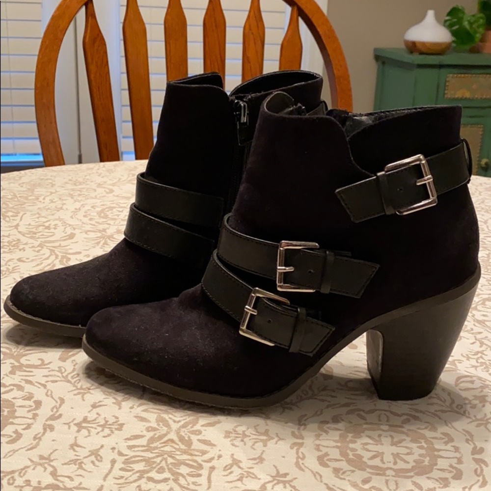 Black Wedge Booties